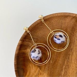 4/$15 Gold Hoop Leopard Drop Dangling Earrings